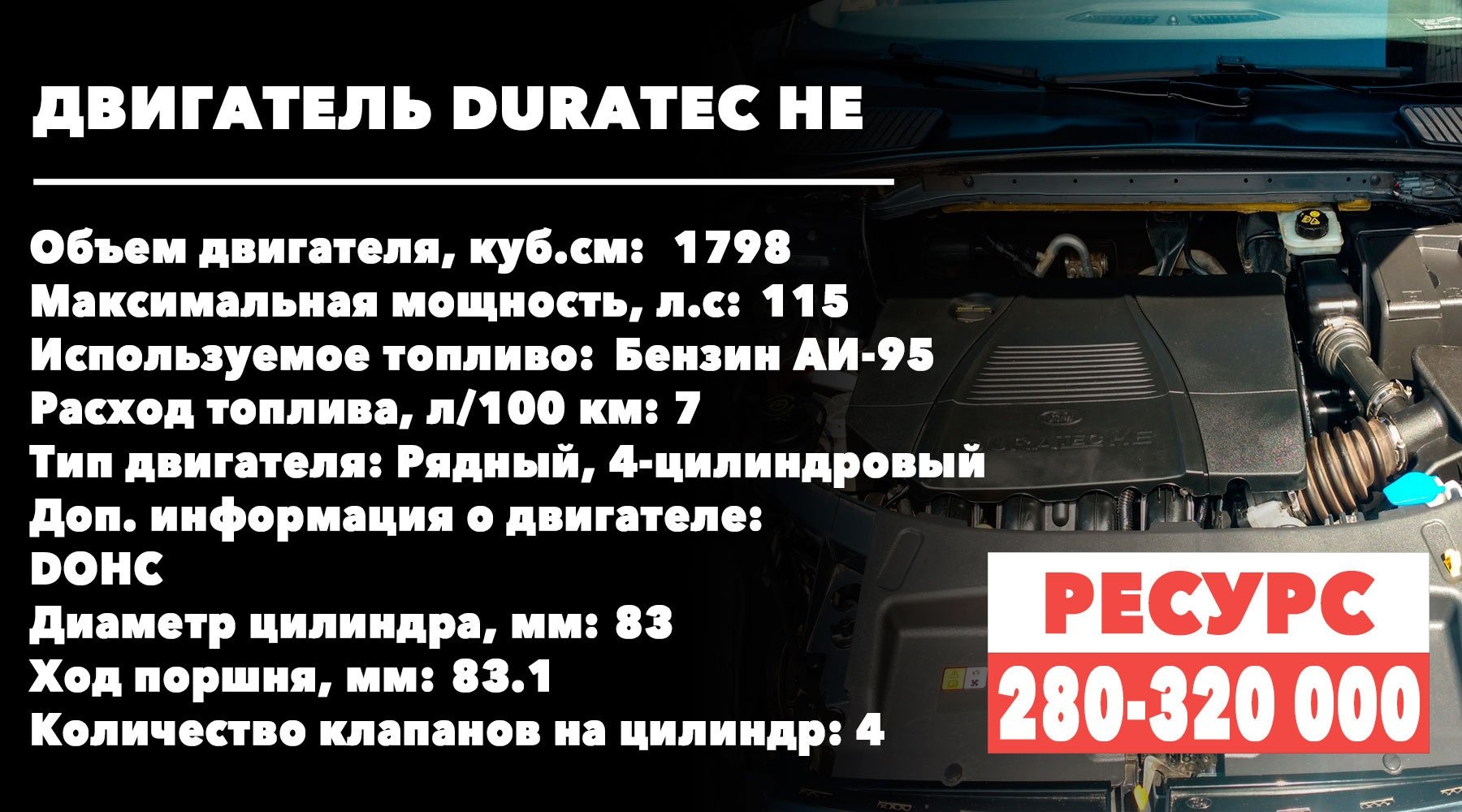 Потенциальный срок службы двигателей 1,8 л (Duratec-1,8 HE)